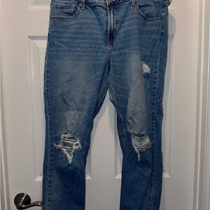 Old Navy Blue Distressed Women's Straight Leg Jeans